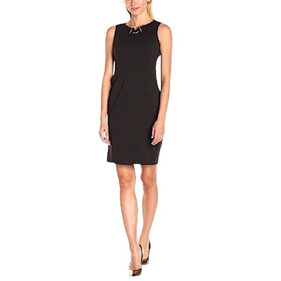 Ivanka Trump Dresses & Skirts - Ivanka Trump Toggle-neck Ponte Sheath Sleeveless Dress Black Size 12
